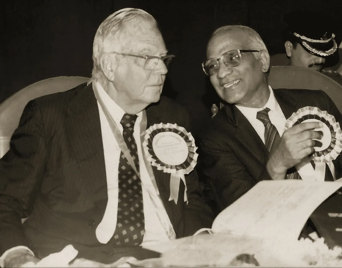 Dr. P. Siva Reddy in conversation with A. Edward Maumenee of the Wilmer Eye Institute
