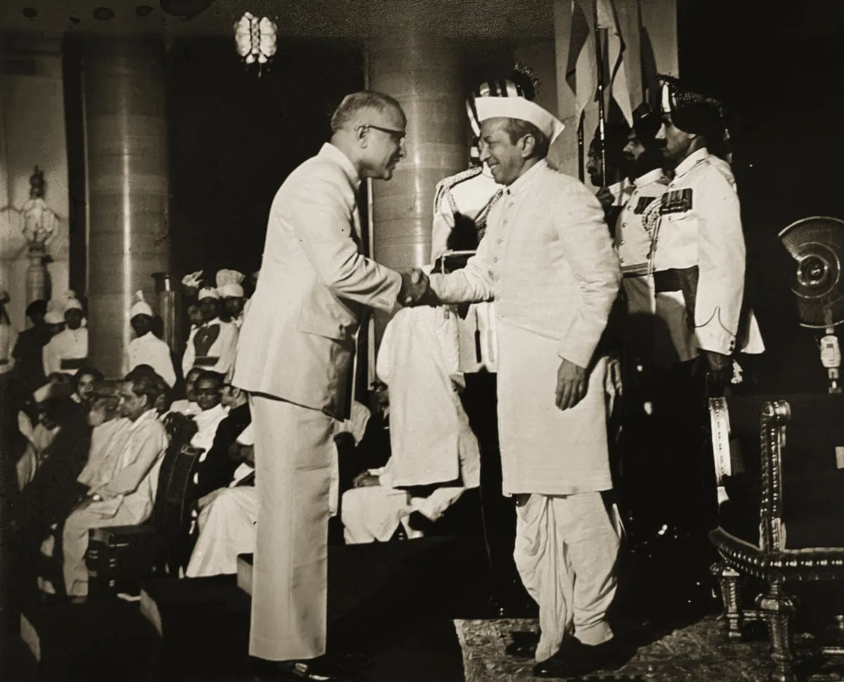 Dr. P. Siva Reddy receiving the Padma Bhushan at the presidential investiture, 1977